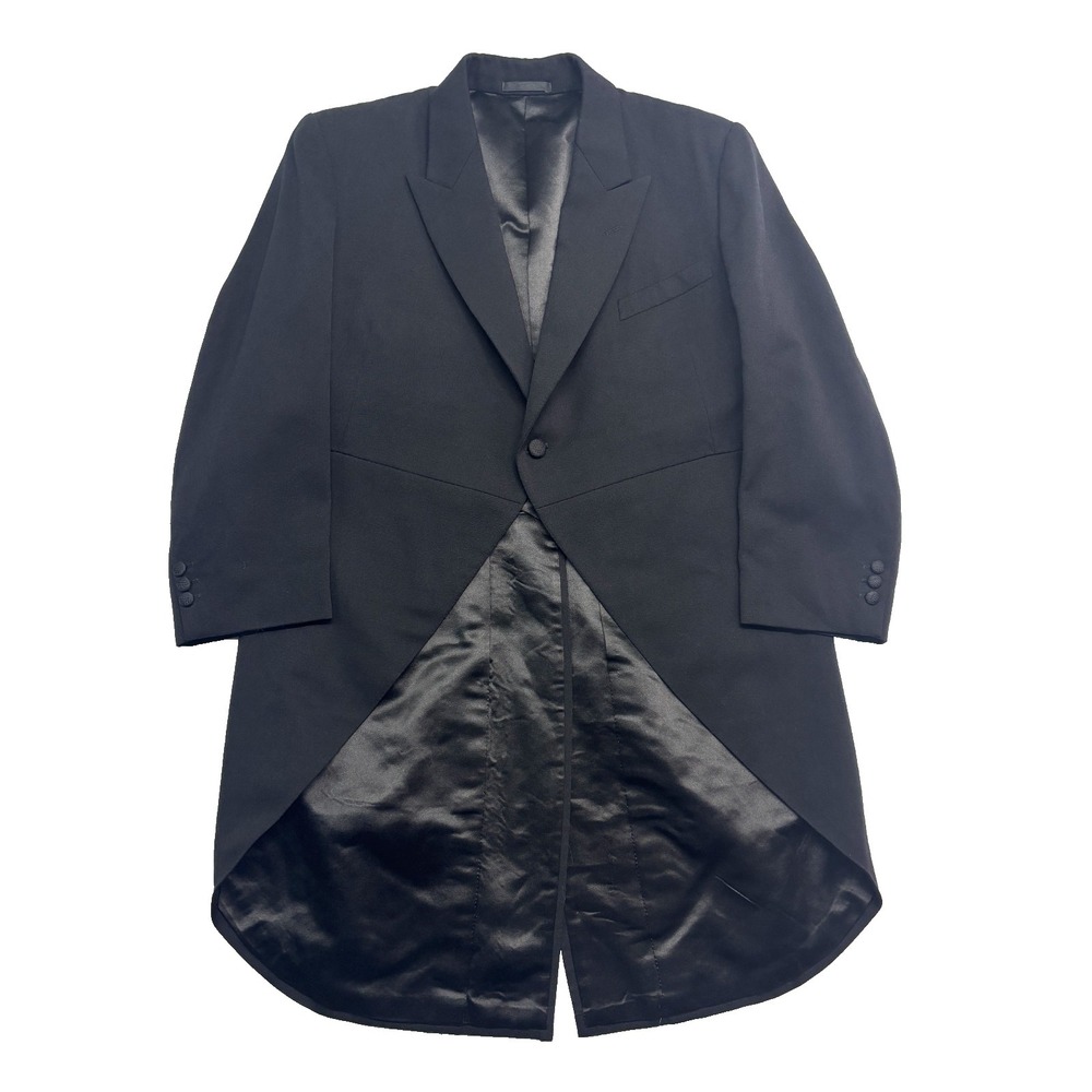 vtg 60s Tailcoat Tuxedo Jacket Black Formal Evening White Tie Natani Osaka 38S